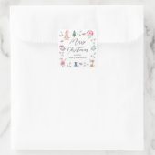 Schattige Winter Prettig Kerstmis Persoonlijk  Vierkante Sticker (Tas)