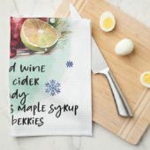 Schattige Winter Sangria Kerst Drink Recept Theedoek (Quarter Fold)