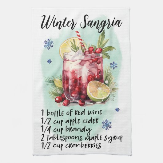 Schattige Winter Sangria Kerst Drink Recept Theedoek (Verticaal)