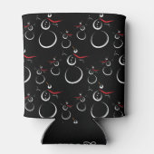 Schattige Winter Sneeuwman Patroon Zwart Blikjeskoeler (Achterkant)