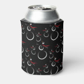 Schattige Winter Sneeuwman Patroon Zwart Blikjeskoeler (Blikje Achterkant)