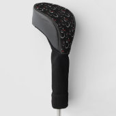 Schattige Winter Sneeuwman Patroon Zwart Golfheadcover (Schuin)