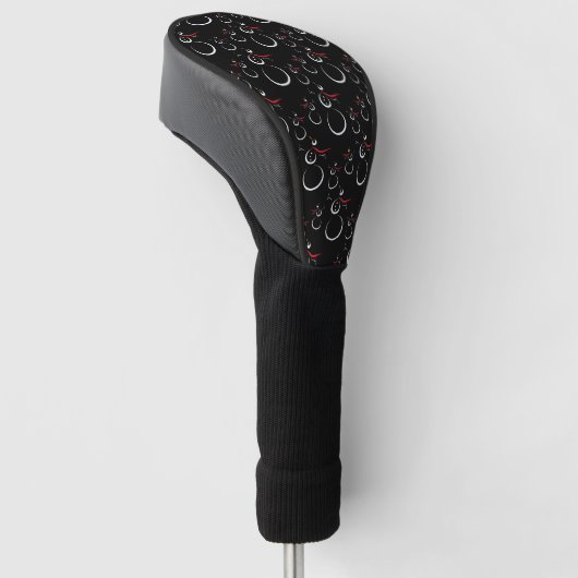 Schattige Winter Sneeuwman Patroon Zwart Golfheadcover (Schuin)