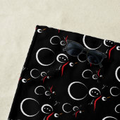 Schattige Winter Sneeuwman Patroon Zwart Strandlaken (In situ)