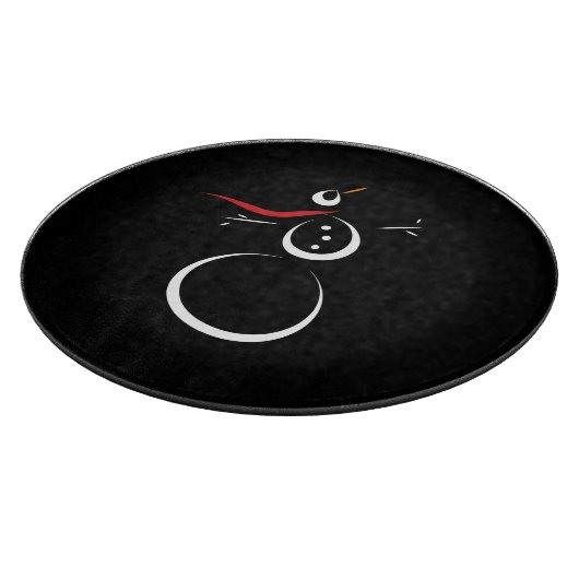 Schattige Winter Sneeuwman Zwart Snijplank (Hoek)