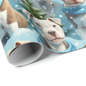 Schattige Winter Sneeuwvlok Pitbull Puppies Cadeaupapier (Rol Hoek)