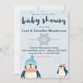 Schattige Winter Snowy Penguin Baby shower Kaart (Voorkant)