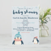 Schattige Winter Snowy Penguin Baby shower Kaart (Staand voorkant)