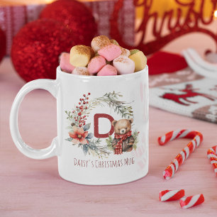 Schattige Winter Teddybeer Kinderen Naam Kerstcade Koffiemok