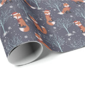 Schattige Winter Vossen Cadeaupapier (Rol Hoek)