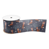 Schattige Winter Vossen Satijnen Lint (Spoel)