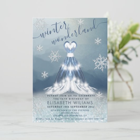 Schattige winter wonderland jurk zoet 16 kaart (Staand voorkant)