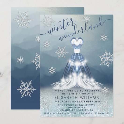 Schattige winter wonderland jurk zoet 16 kaart (Voorkant / Achterkant)