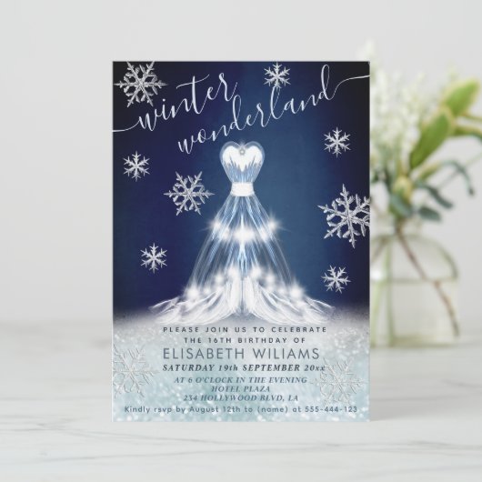 Schattige winter wonderland jurk zoet 16 kaart (Staand voorkant)