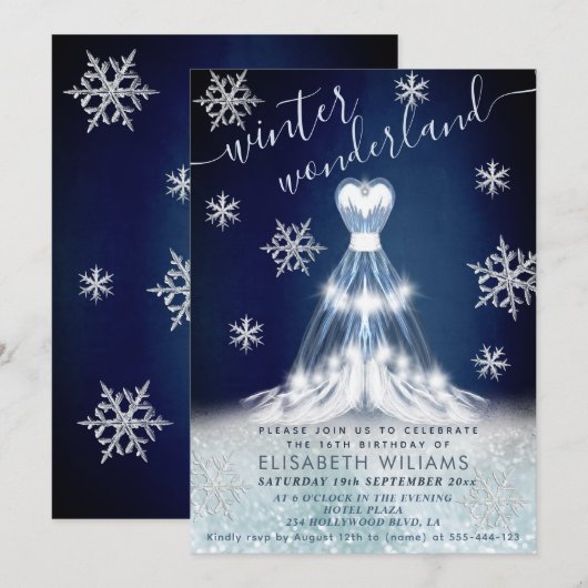 Schattige winter wonderland jurk zoet 16 kaart (Voorkant / Achterkant)