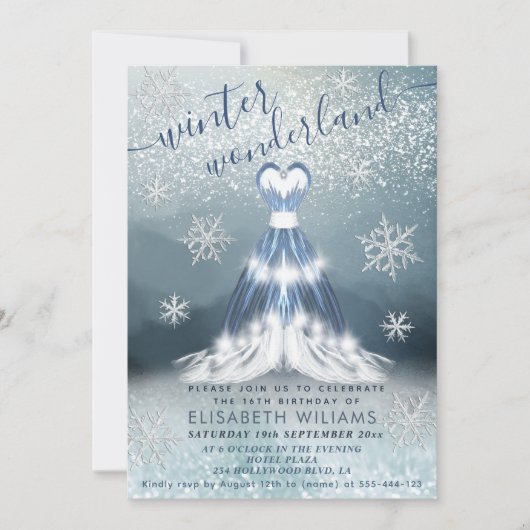 Schattige winter wonderland prinses jurk zoet 16 kaart (Voorkant)