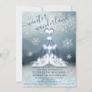 Schattige winter wonderland prinses jurk zoet 16 kaart
