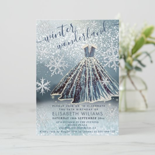 Schattige winter wonderland prinses jurk zoet 16 kaart (Staand voorkant)