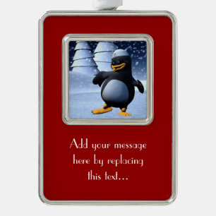 Schattige Winter Zeeman Pinguïn Sneeuw Vakantie Ku Verzilverd Omlijst Ornament