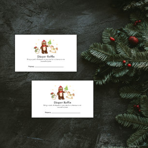 Schattige Winterbeer Sneeuwman Luierraffle Baby Sh Informatiekaartje