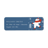 Schattige winterbos Beer Ski Kinder adres Etiket (Voorkant)