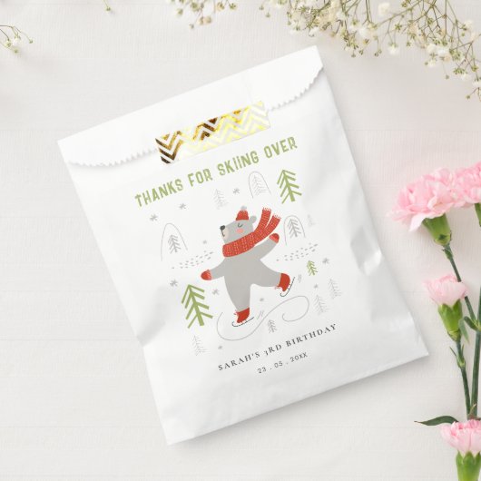 Schattige winterbos Beer Ski Wilde leeftijd Kinder Bedankzakje (Gezegeld)