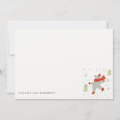 Schattige winterbos Beer Ski Wilde leeftijd Kinder Notitiekaartje (Voorkant)