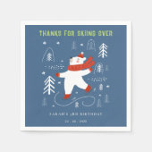 Schattige winterbos Beer Ski Wilde leeftijd Kinder Servet (Voorkant)