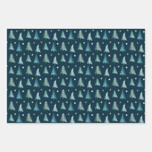 Schattige winterdelicatbomen, Kerstmis Inpakpapier Vel (Voorkant 3)