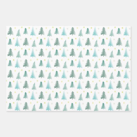 Schattige winterdelicatbomen, Kerstmis Inpakpapier Vel (Voorkant 2)