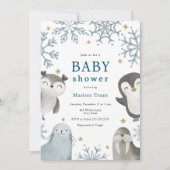 Schattige winterdieren Baby shower uitnodiging (Voorkant)