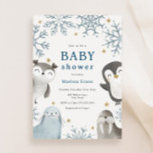 Schattige winterdieren Baby shower uitnodiging