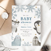 Schattige winterdieren Baby shower uitnodiging
