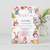 Schattige winterdieren jarig kaart (Staand voorkant)