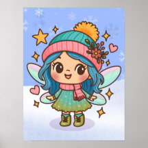 Schattige Winterfee Kawaii Pastel Fantasie Kunst