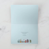 Schattige winterhuis dorp scène kerst feestdagen kaart (Binnen)