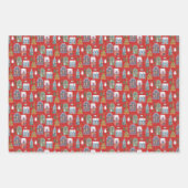 Schattige winterhuis dorp scène kerst inpakpapier vel (Voorkant 2)