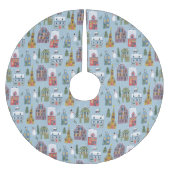 Schattige Winterhuis Dorp Scène Kerstpatroon Kerstboom Rok (Voorkant)