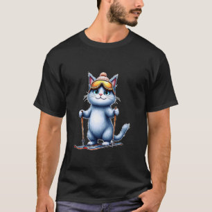 Schattige winterkat met skituig t-shirt
