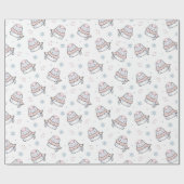 Schattige winterkattenpatroon met sjaals en sneeuw cadeaupapier (Vlak)