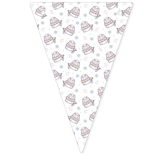 Schattige winterkattenpatroon met sjaals en sneeuw vlaggetjes (Tweede vlag)