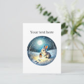 Schattige winterkonijn aanpasbaar briefkaart (Staand voorkant)