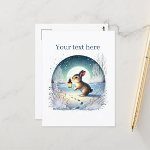 Schattige winterkonijn aanpasbaar briefkaart