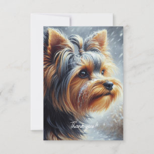 Schattige winterlandschap van de Yorkshire Terrier Bedankkaart