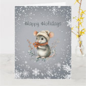 Schattige Wintermuis met Bessen Kaart (Gele Bloem)