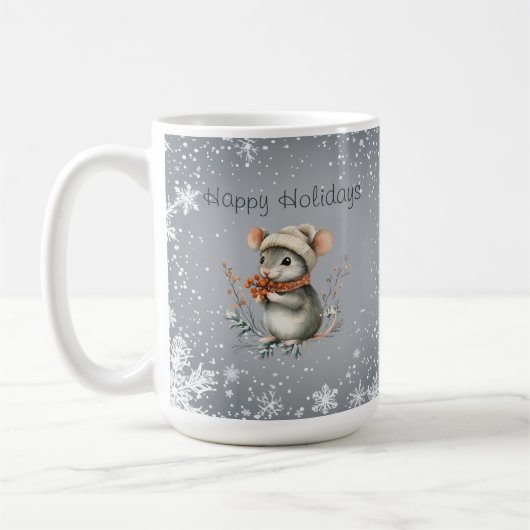 Schattige wintermuis met bessen koffiemok (Links)
