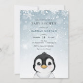 Schattige Winterpinguïn Baby shower uitnodiging (Voorkant)