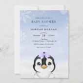 Schattige Winterpinguïn Baby shower uitnodiging (Voorkant)