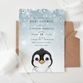 Schattige Winterpinguïn Baby shower uitnodiging