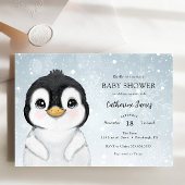 Schattige Winterpinguïn Baby shower uitnodiging